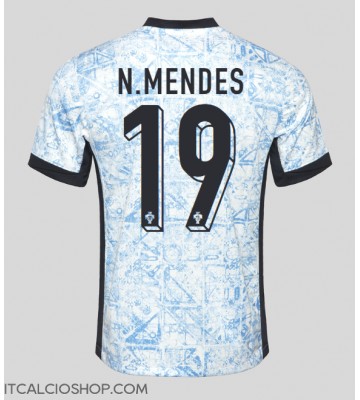 Portogallo Nuno Mendes #19 Seconda Maglia Europei 2024 Manica Corta